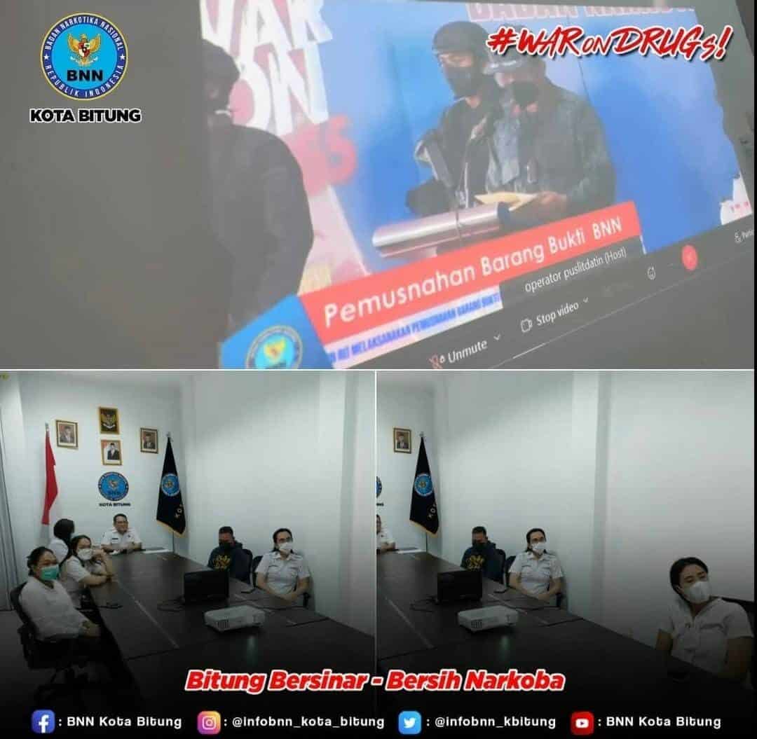 Mengikuti Kegiatan Pemusnahan Barang Bukti 2021 secara Virtual Konsep Otomatis