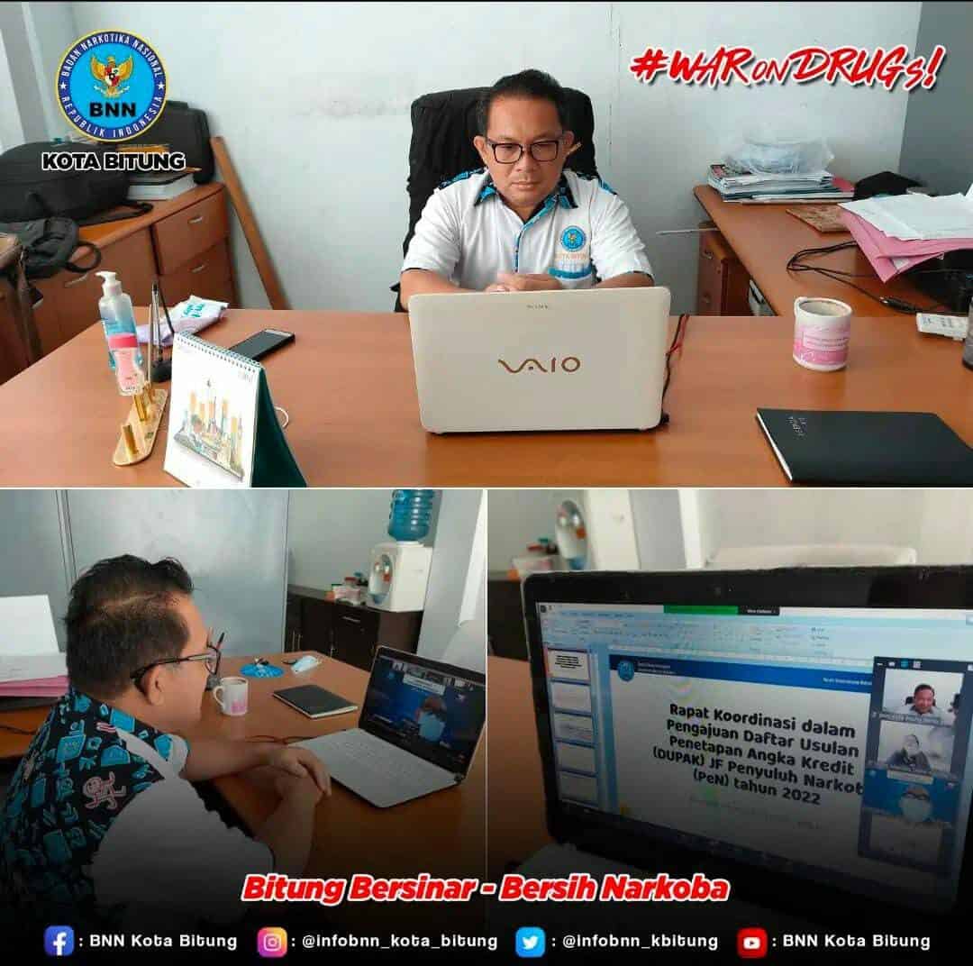 Mengikuti Rapat Koordinasi DUPAK JF. Penyuluh Narkoba melalui Virtual Meeting Konsep Otomatis