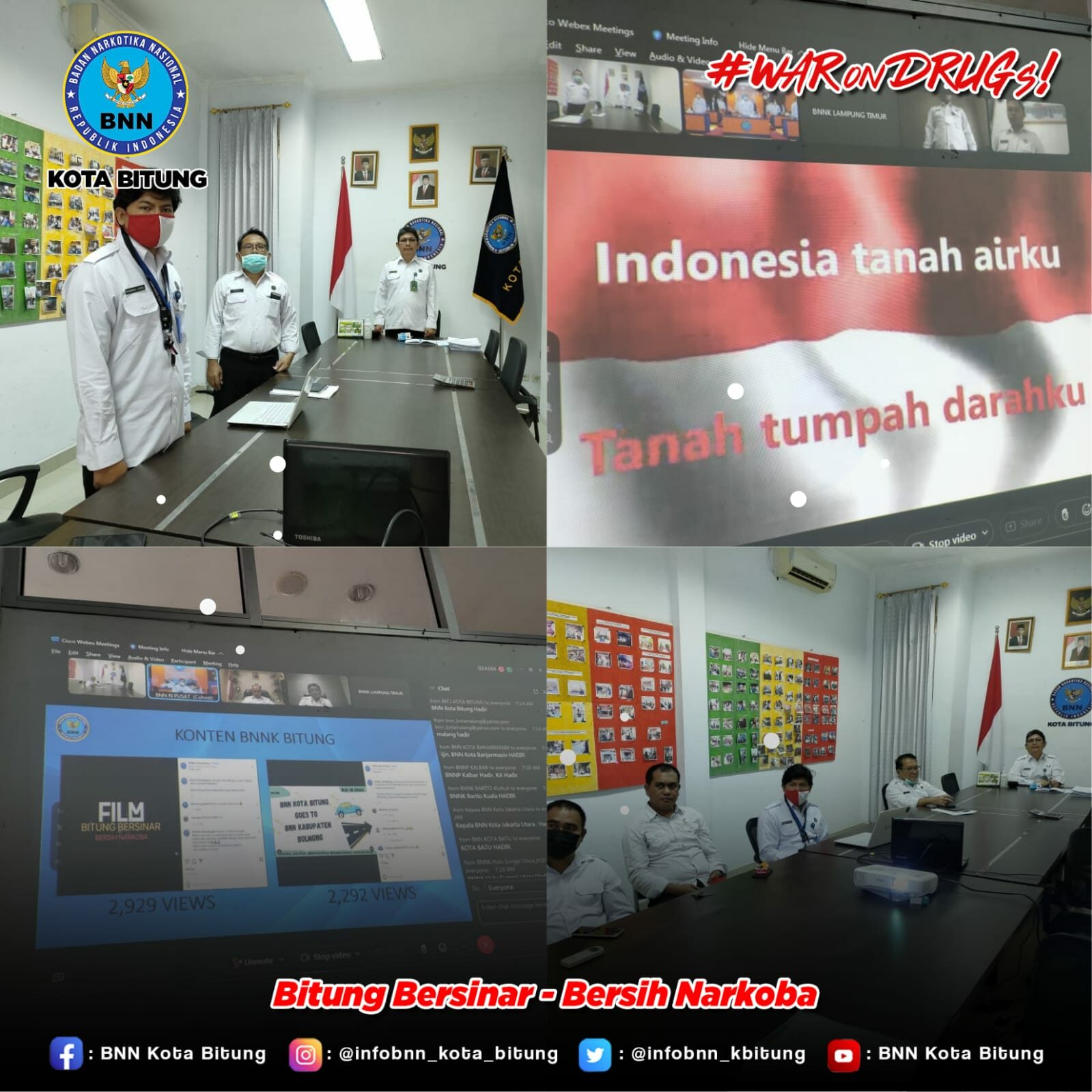 Mengikuti Arahan Deputi Pencegahan Sinergitas BNN, Kemendagri dan PKK melalui Aplikasi Webex Konsep Otomatis