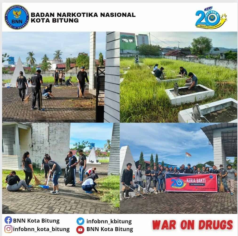 Melaksanakan Kerja Bakti di Taman Makam Pahlawan Kota Bitung Konsep Otomatis