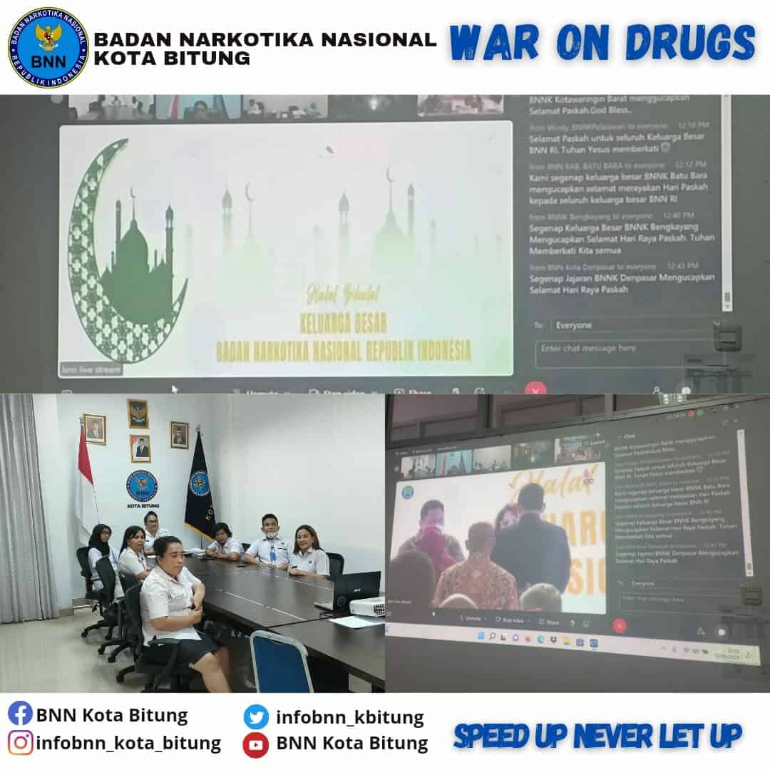 Mengikuti Perayaan Halal Bi Halal Keluarga Besar BNN RI Tahun 2022 melalui Virtual Konsep Otomatis