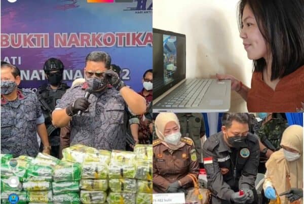 Mengikuti Kegiatan Pemusnahan barang bukti narkotika berupa sabu 308,4 kg dan happy five s 29.482 butir Melalui Live Instagram