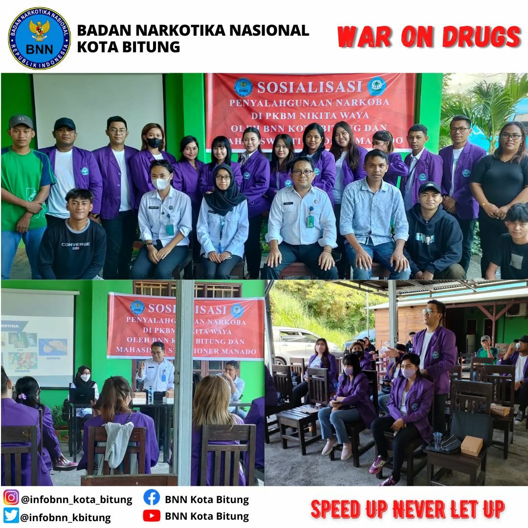 Melaksanakan Sosialisasi War On Drugs kepada Mahasiswa STIE Pioner Manado dan Siswa-Siswi Kesetaraan