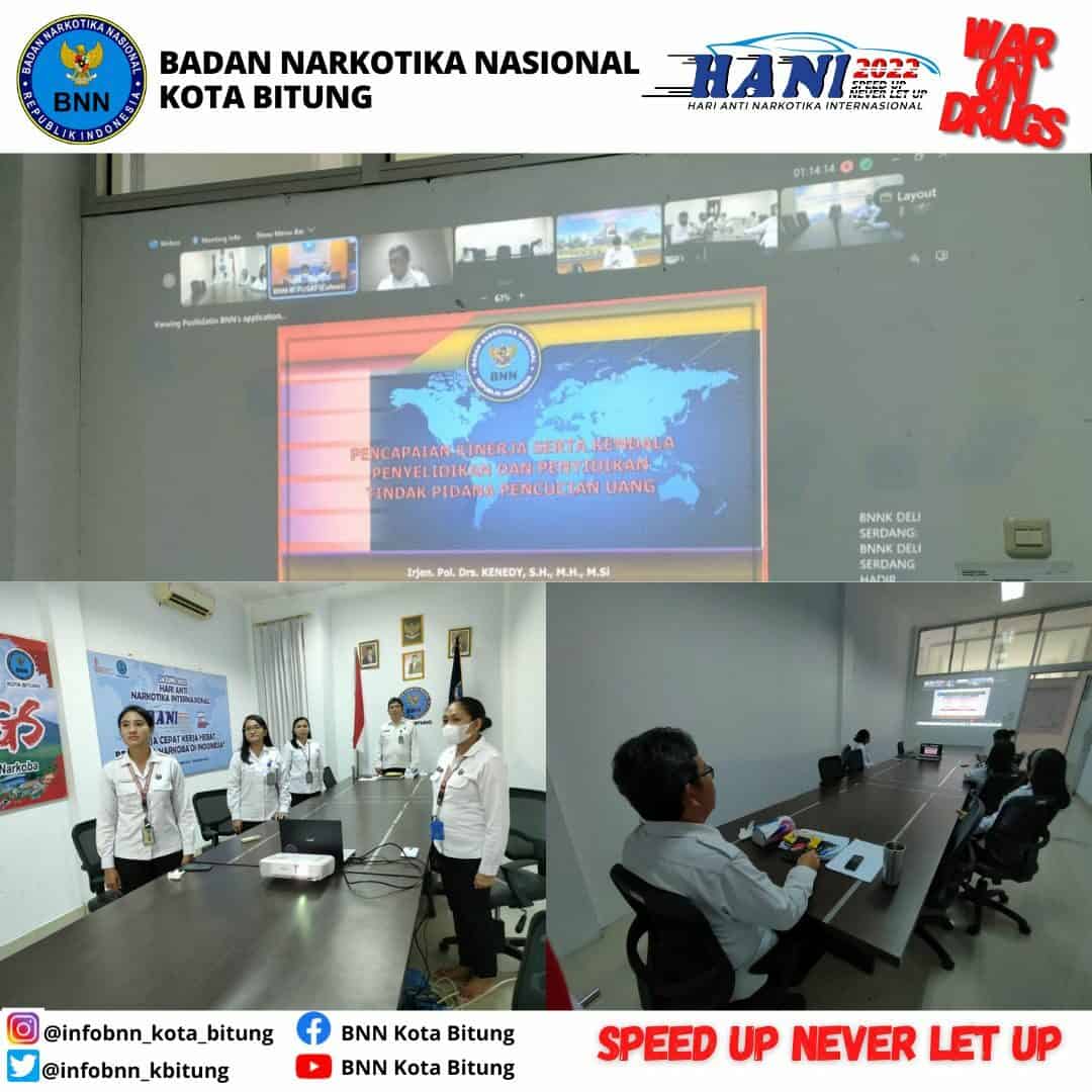 BNN Kota Bitung mengikuti Rapat Pimpinan melalui Virtual Meeting Konsep Otomatis