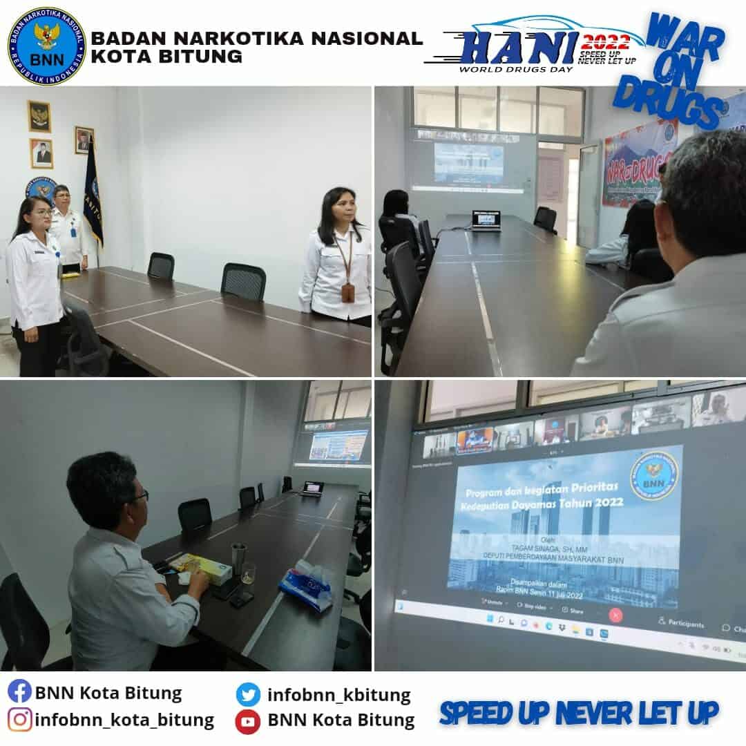 Mengikuti Rapat Pimpinan BNN RI melalui Virtual Mengikuti Rapat Pimpinan BNN RI melalui Virtual