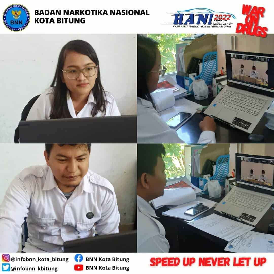 BNN Kota Bitung mengikuti Rekonsiliasi Data dalam Rangka Penyusunan Laporan BMN dan Laporan Keuangan Semester I T.A. 2022 secara virtual melalui Aplikasi Zoom Konsep Otomatis