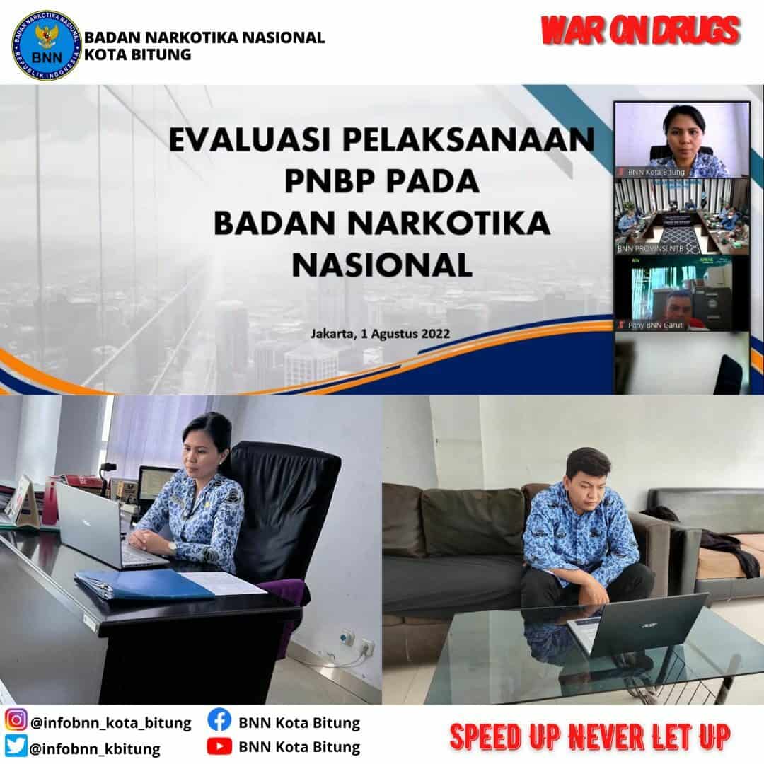 BNN Kota Bitung mengikuti Evaluasi Pelaksanaan PNBP Pada Badan Narkotika Nasional secara Virtual Konsep Otomatis