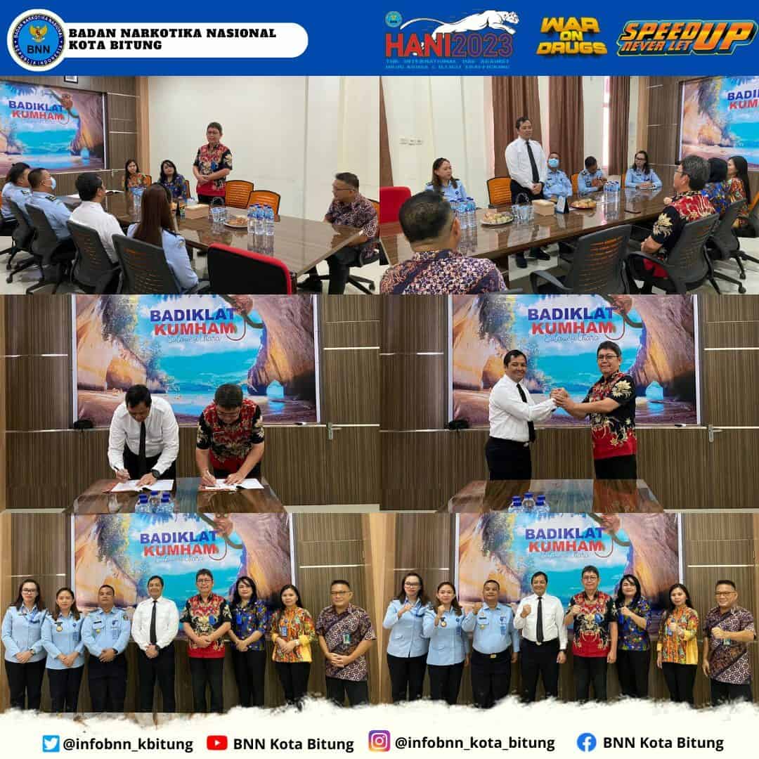 Penandatanganan MoU antara BNN Kota Bitung dengan Balai Diklat Hukum dan HAM Provinsi Sulawesi Utara